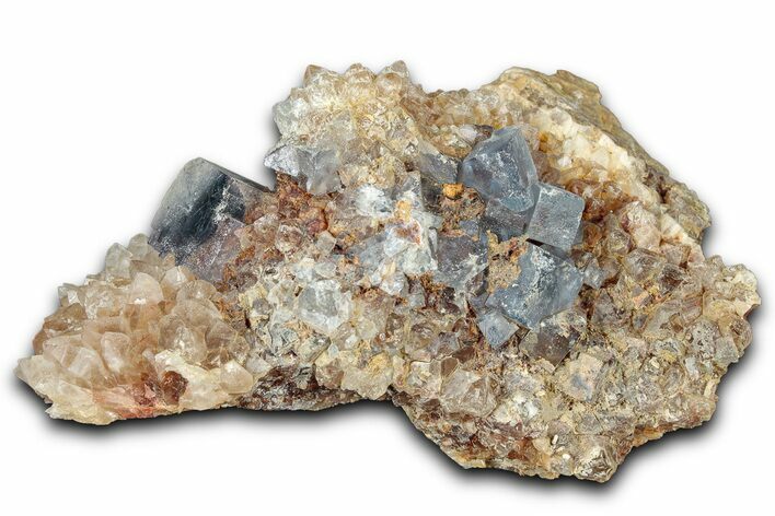 Blue Cubic Fluorite Crystals on Quartz - New Mexico #326174